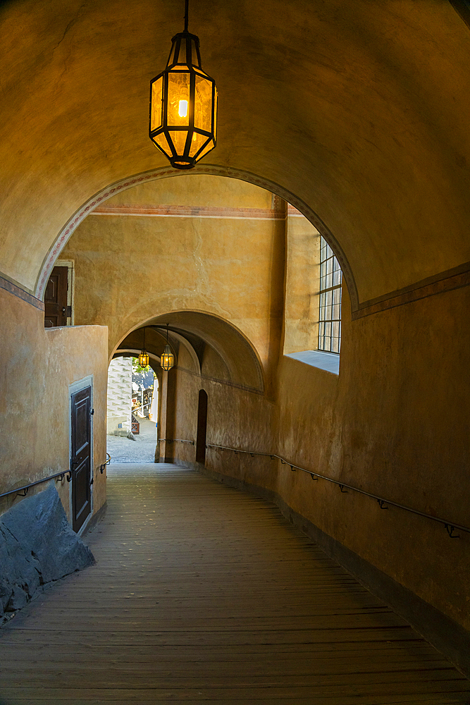 Passage at Cesky Krumlov Castle and Chateau, UNESCO World Heritage Site, Cesky Krumlov, South Bohemian Region, Czech Republic (Czechia), Europe