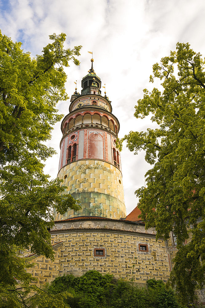 State Castle and Chateau Cesky Krumlov tower, UNESCO, Cesky Krumlov, South Bohemian Region, Czech Republic (Czechia), Europe