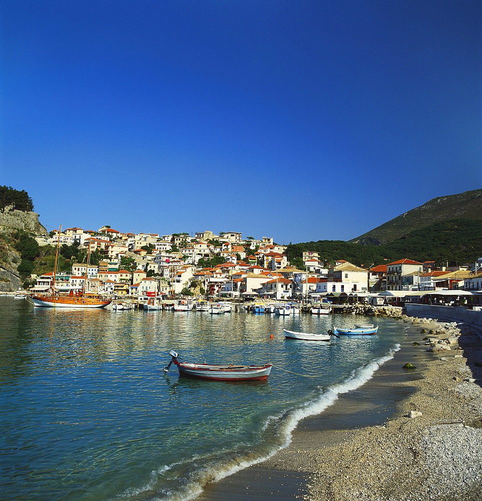 Boats Moored at the Bay in Parga, Epirus, Greece