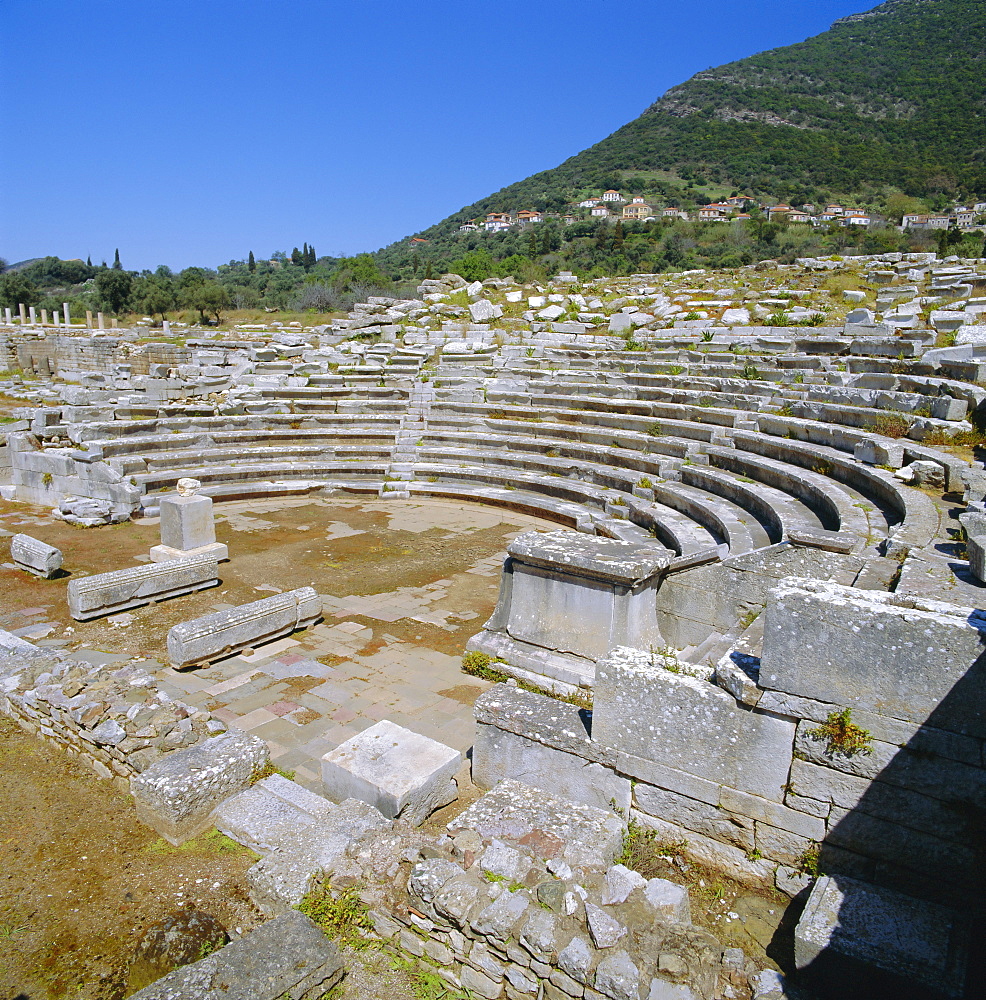 Amphitheatre at Sanctuary of Zeus, Mavromati Ithomi, Peloponese, Greece, Europe