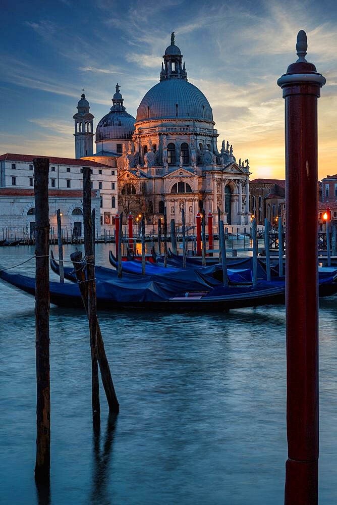 Sunset over the Basilica della Salute, Punta della Dogana, Venice, Italy