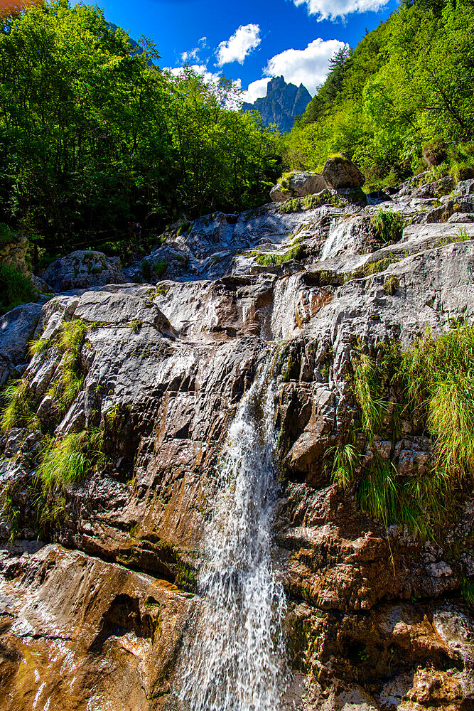 Cadini del Brenton waterfalls, Lago del Mis, Belluno, Veneto, Italy, Europe