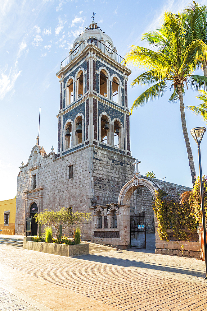 Loreto, Baja California Sur, Mexico. Bell tower on the Loreto Missioin church.