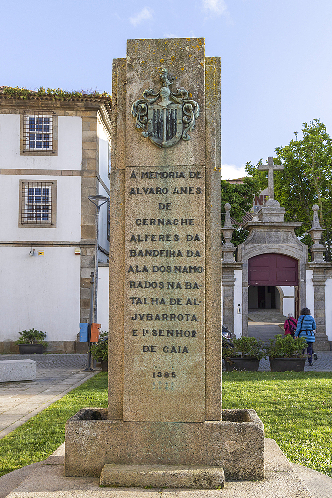 Europe, Portugal, Porto, Vila Nova de Gaia. Memorial to Alvaro Anes Cernache.