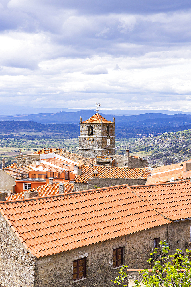 Europe, Portugal, Monsanto. Terra cotta roofs and rural Portugese landscape.