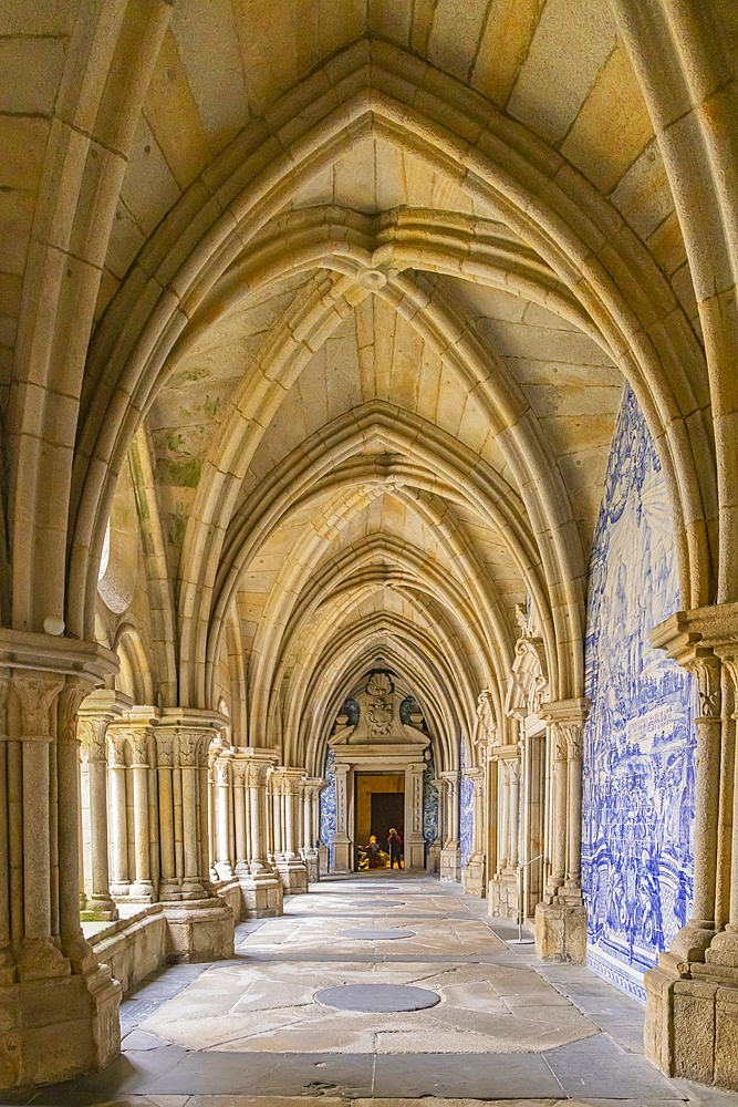 Europe, Portugal, Porto. April 7, 2022. Arched passageway at the Porto Cathedral.