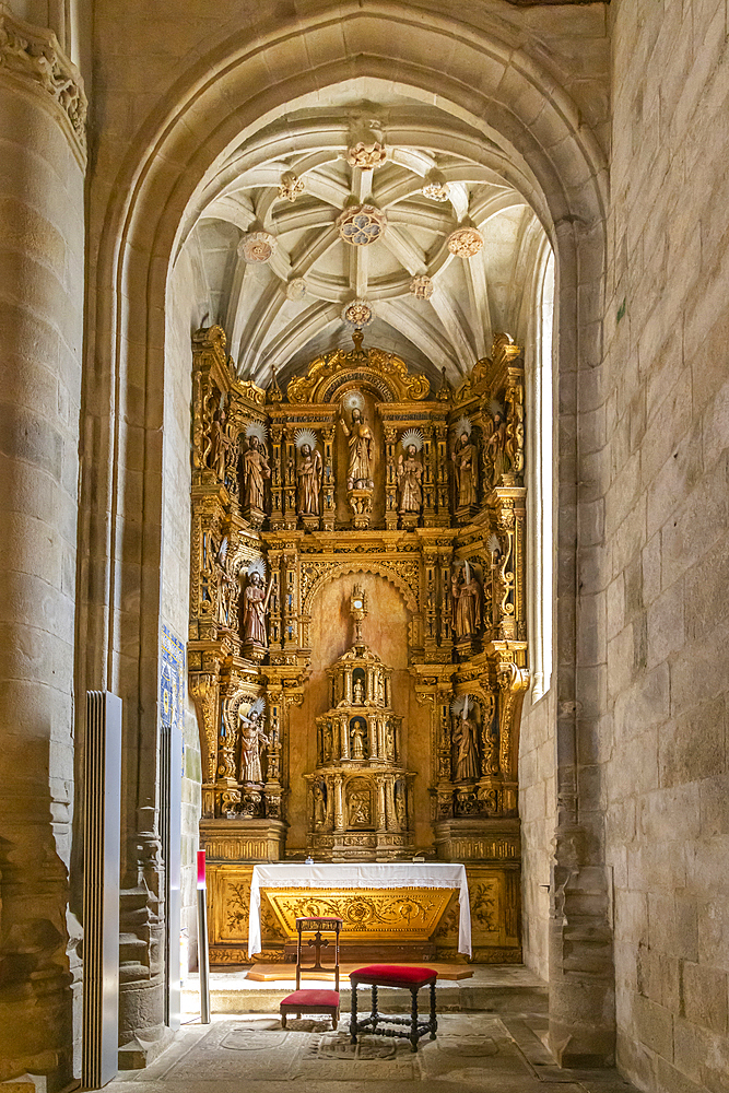 Europe, Portugal, Caminha. April 9, 2022. Altar in the Igreja Matriz de Caminha, the Mother Church of Caminha.