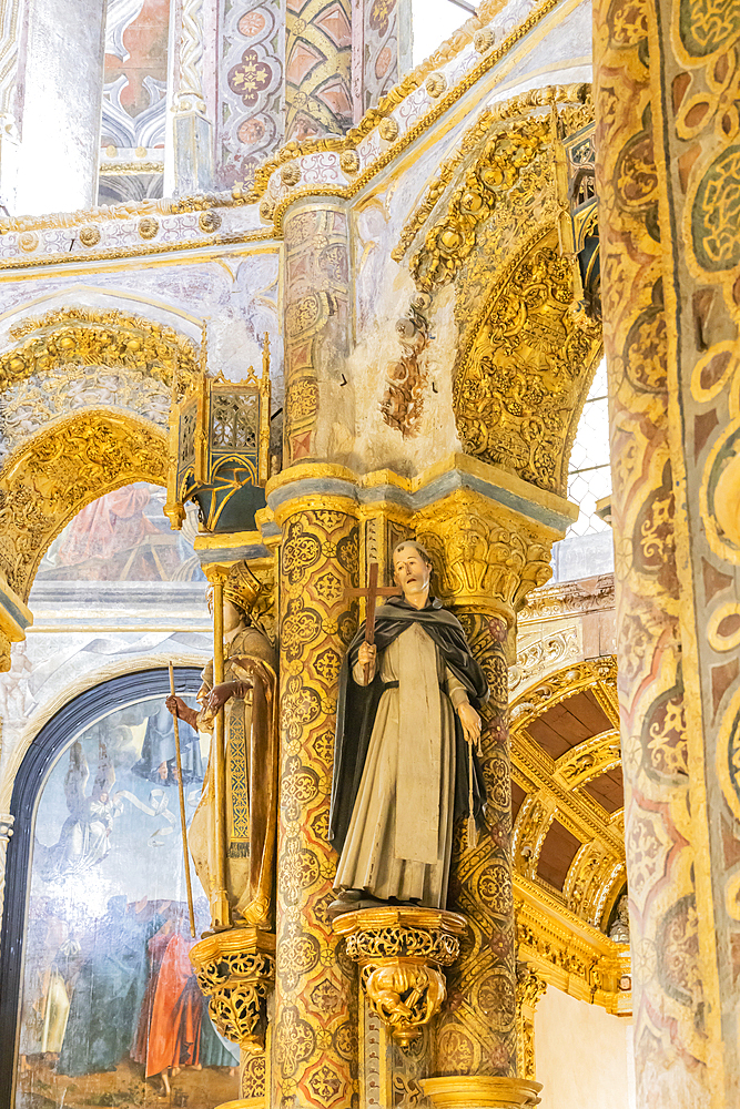 Europe, Portugal, Tomar. April 14, 2022. Ornate interior of the Convent of Christ in the Castle of Tomar. Built by the Knights Templar, a UNESCO World Heritage Site.