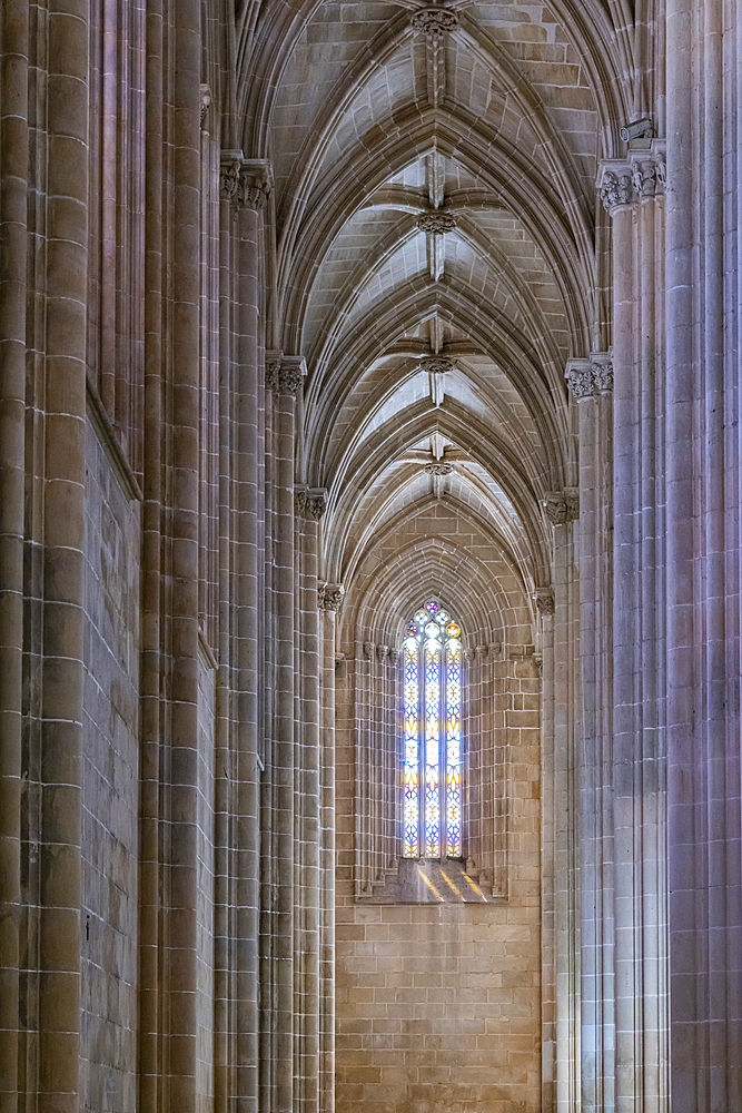 Europe, Portugal, Batalha. April 14, 2022. Batalha Monastery, a Dominican convent of Saint Mary of Victory.