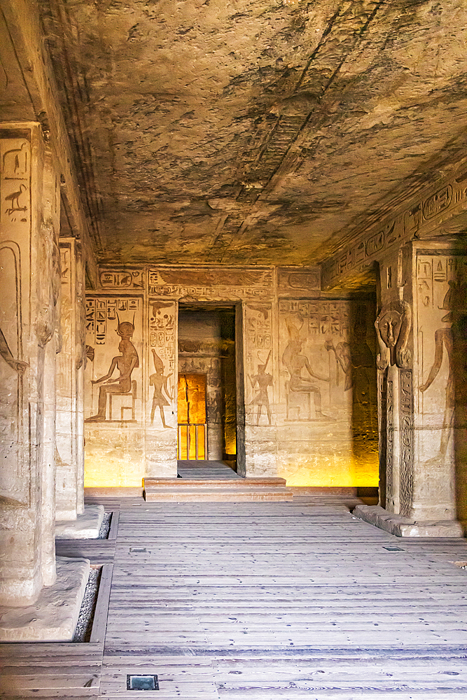 Abu Simbel, Aswan, Egypt. February 22, 2022. Inside the Small Temple of Ramesses II.