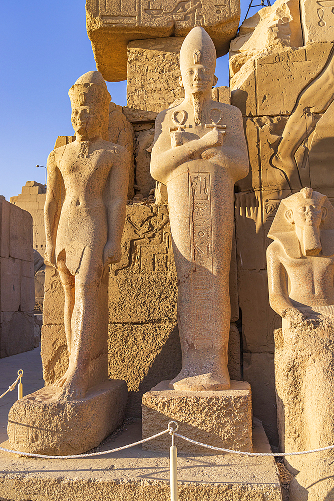 Karnak, Luxor, Egypt. Statues of Pharoahs at the Karnak Temple complex in Luxor.