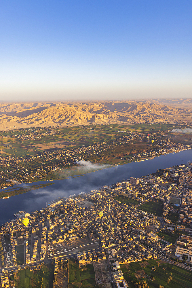 Luxor, Egypt. View from a hot air balloon in Luxor.