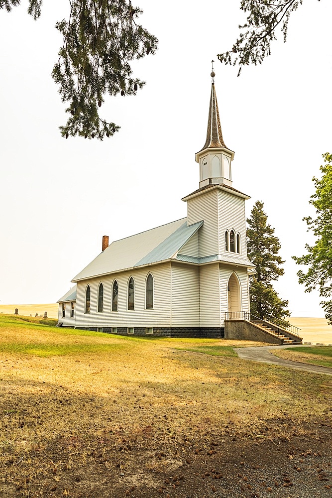 USA, Idaho, Genesse Valley. September 8, 2021. The Genesse Valley Lutheran Church.