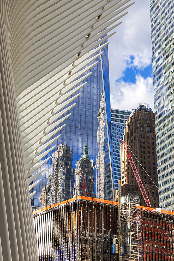 Manhattan, New York City, New York, USA. November 3, 2021. Exterior view of the Oculus at One World Trade Center.