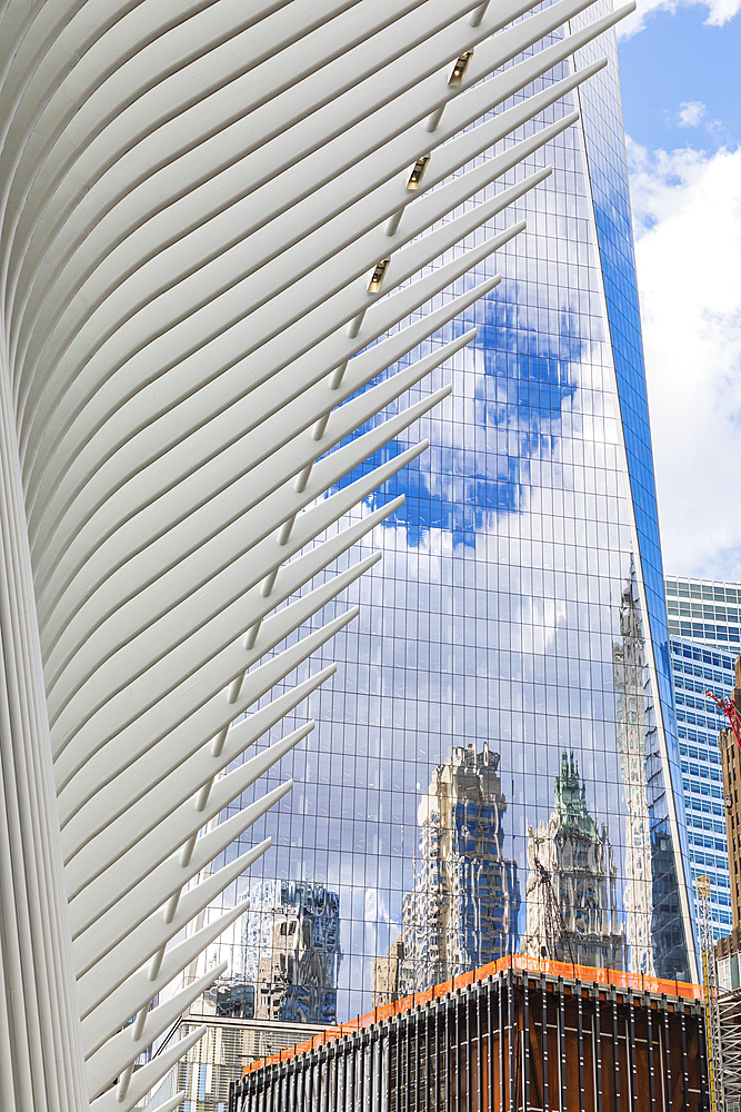 Manhattan, New York City, New York, USA. November 3, 2021. Exterior view of the Oculus at One World Trade Center.