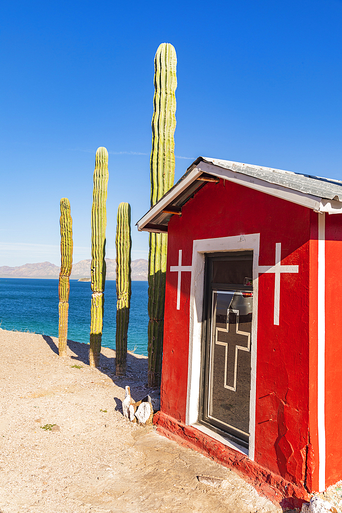 Playa el Burro, Mulege, Baja California Sur, Mexico. A small Catholic shrine on the Sea of Cortez.