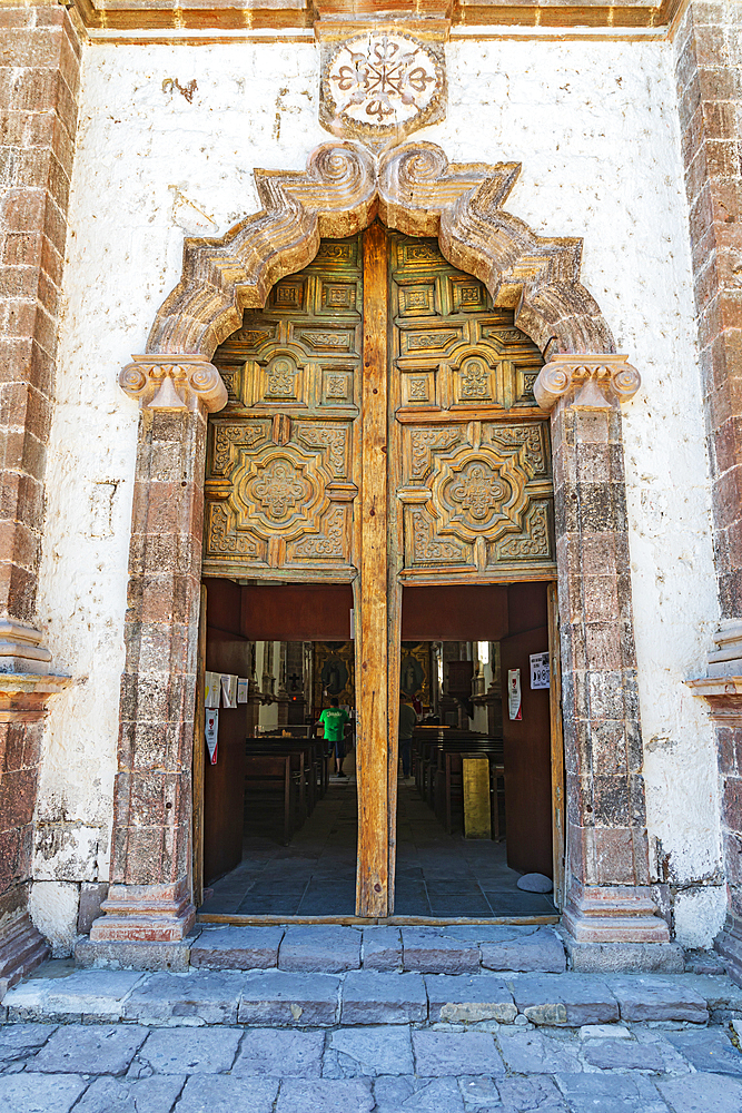 San Ignacio, Mulege, Baja California Sur, Mexico. November 14, 2021. Entrance to the San Ignacio Mission in Baja.