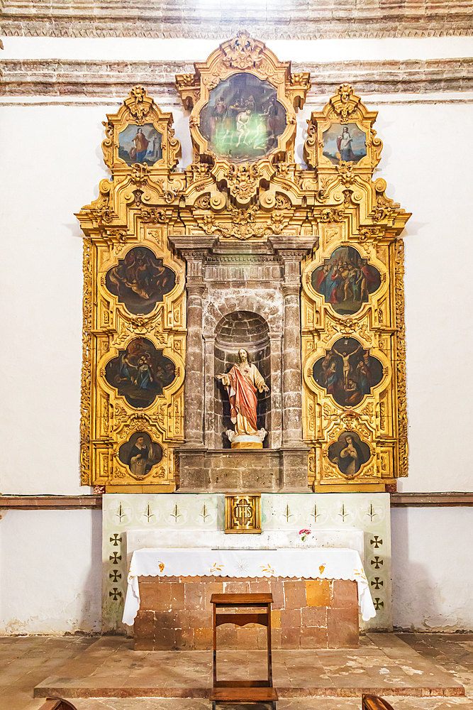 San Ignacio, Mulege, Baja California Sur, Mexico. November 14, 2021. Altar in the San Ignacio Mission in Baja.