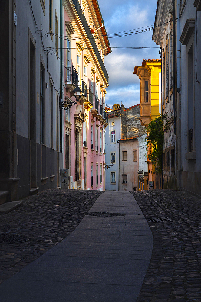 Street scene of Coimbra during sunset, Lower Mondego, Central Portugal, Iberian Peninsula, Western Europe