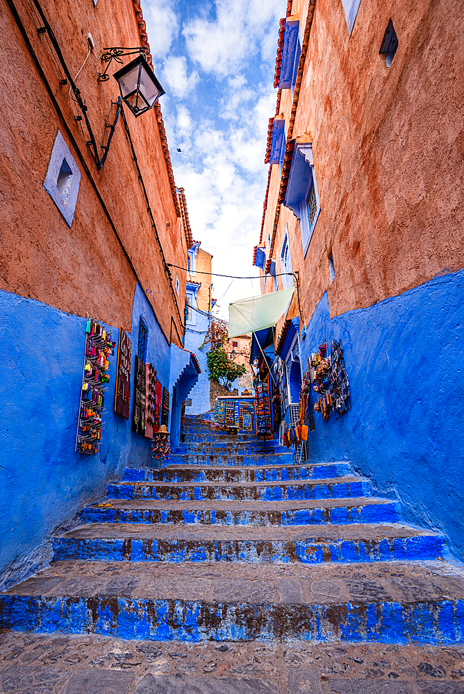 Typical blue houses of the Medina of Chefchaouen (The Blue City), Morocco