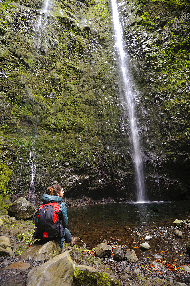 waterfall in Green Cauldron (caldeirao verde),Madeira island,Atlantic Ocean,Portugal