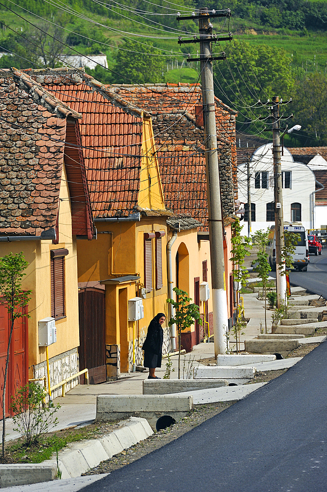 Village on the road from Sibiu to Sighisoara, Transylvania, Romania