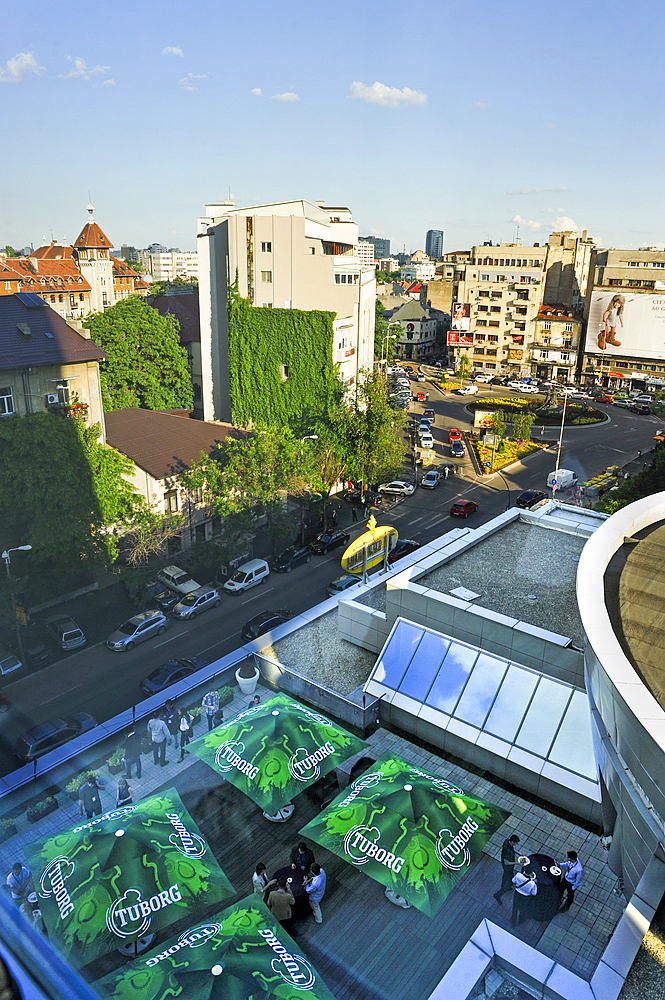 Terrace of the Howard Johnson Grand Plaza hotel, Bucharest, Romania