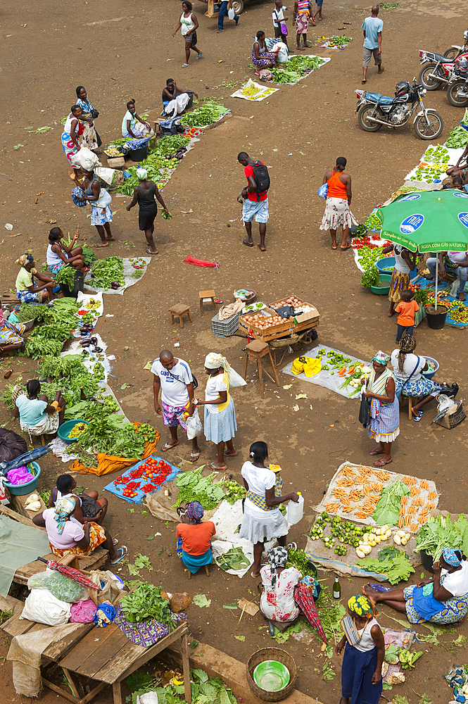 Open air market in the city of Sao Tome,Sao Tome Island, Republic of Sao Tome and Principe,Africa