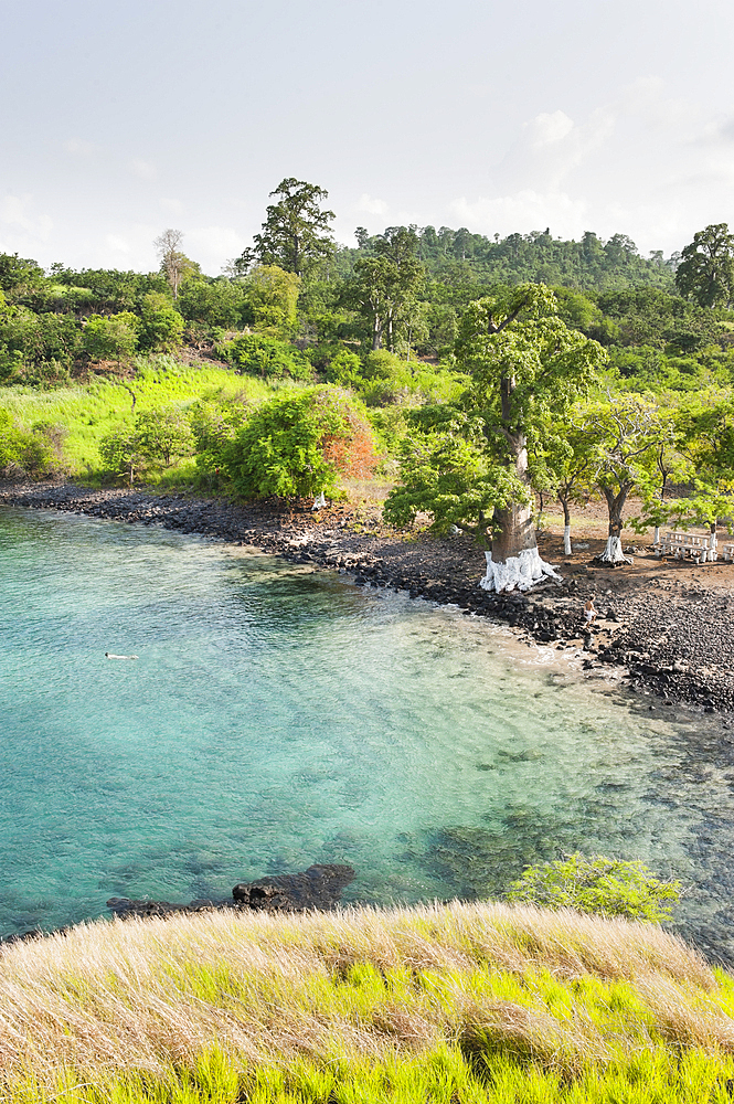 Small cove Lagoa Azul on the north coast of Sao Tome Island, Republic of Sao Tome and Principe,Africa