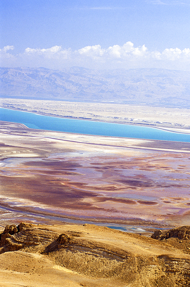 View from the Israeli side looking across the Dead Sea to Jordan,Israel,Middle East,Western Asia