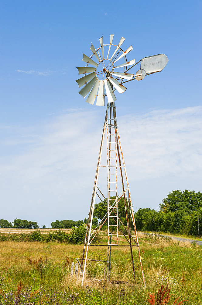 Windpump, Cher department, Centre-Val-de-Loire region, France, Europe
