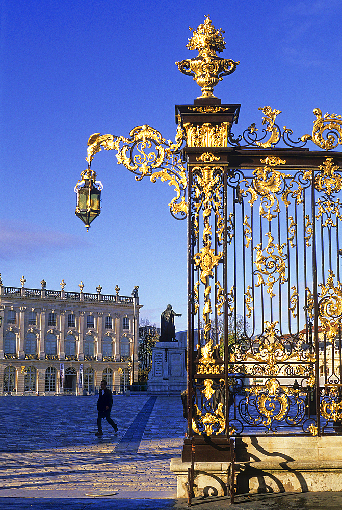 Rococo style gilded wrought iron gates by Jean Lamour,Place Stanislas,Nancy,Meurthe-et-Moselle department,Lorraine region,France,Europe