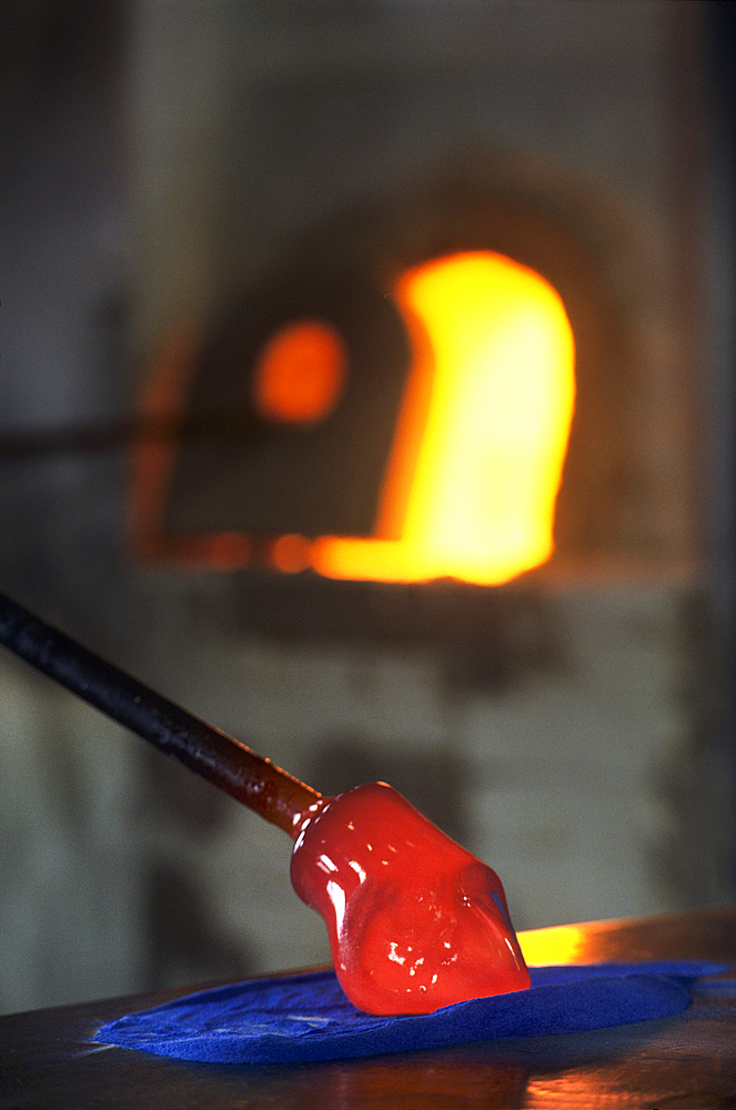 Manufacturing of handcrafted glassblowed Christmas baubles,International Centre of Glassworks Art,Meisenthal,Moselle department,Lorraine region,France,Europe