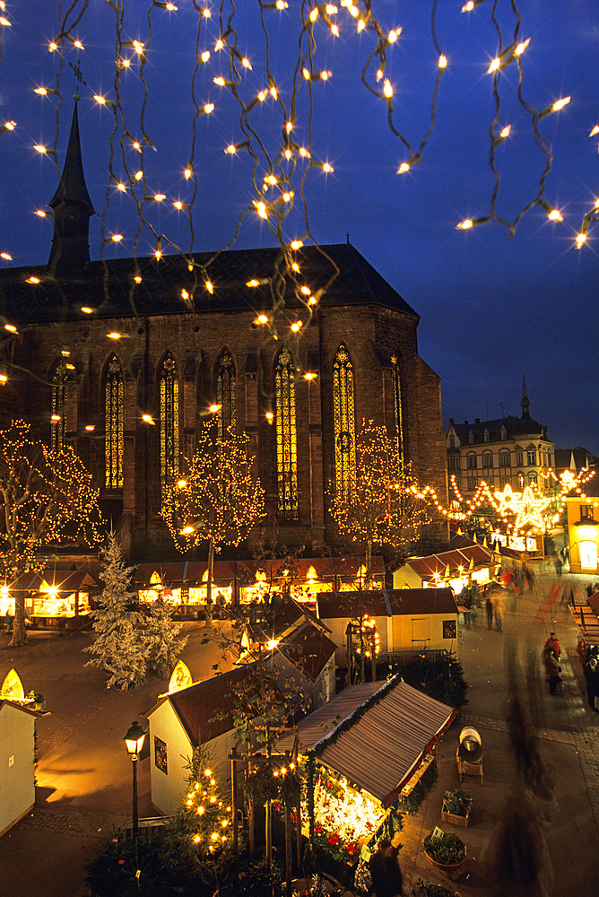Christmas market,Dominicans square,Colmar,Haut-Rhin department,Alsace region,north-eastern France,Europe