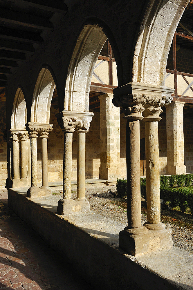 Gothic cloister of the Cistercian Flaran Abbey, Valence-sur-Baise, Gers department, Occitanie region, southwest of France,Europe