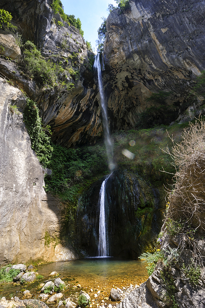 Waterfall in Loup River gorges,Alpes-Maritimes department,Provence-Alpes-Cote d'Azur region,southeast of France,Europe.