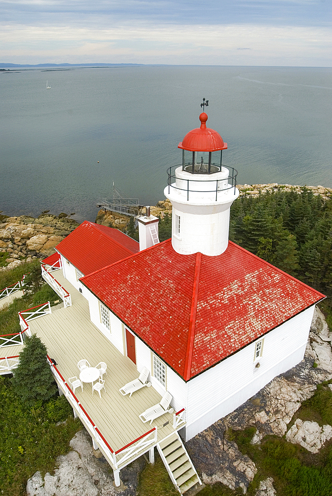 Lighthouse on Pot a l'Eau-de-Vie islands, Quebec province, Canada, North America