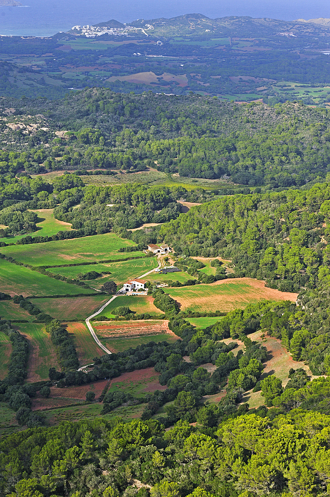 View from the top of Monte Toro, the tallest hill of Menorca, Menorca, Balearic Islands, Spain, Medieterranean, Europe