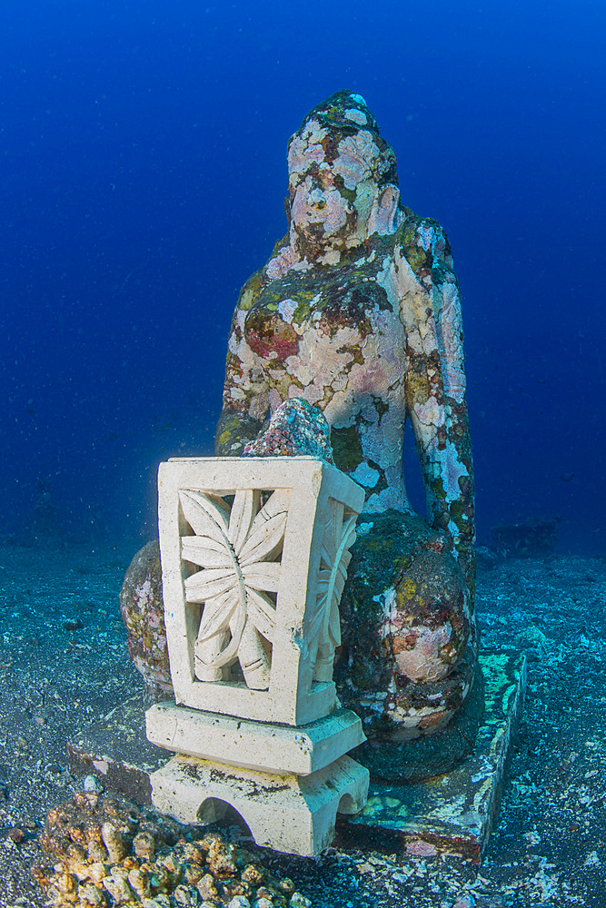 Submerged Buddha statue in Tulamben, Bali, Indonesia.