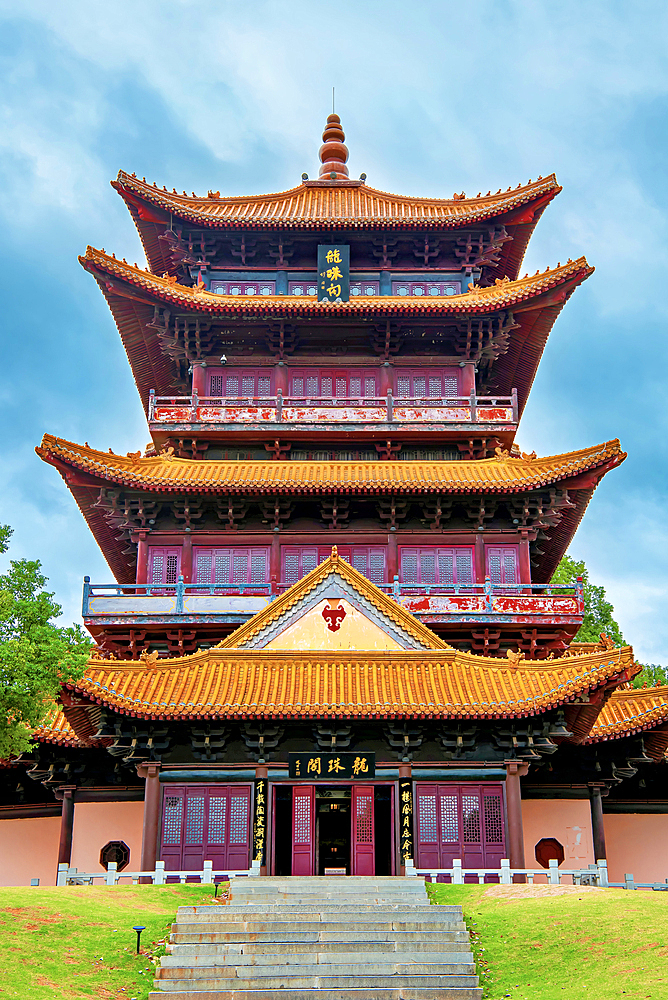 Longzhu (Dragon Pearl) Pagoda at Taoyang Alley, Jingdezhen (porcelain capital of China), Jiangxi Province, China. Taoyang Alley produced porcelain products for the royal families for use and as diplomatic gifts since the Ming Dynasty 700 years ago.