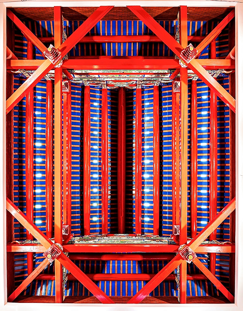 The inside roof of the Laoma Palace Theatre, a heritage building at Xiaogongyuan (Little Park) in Shantou City, Guangdong Province, China.