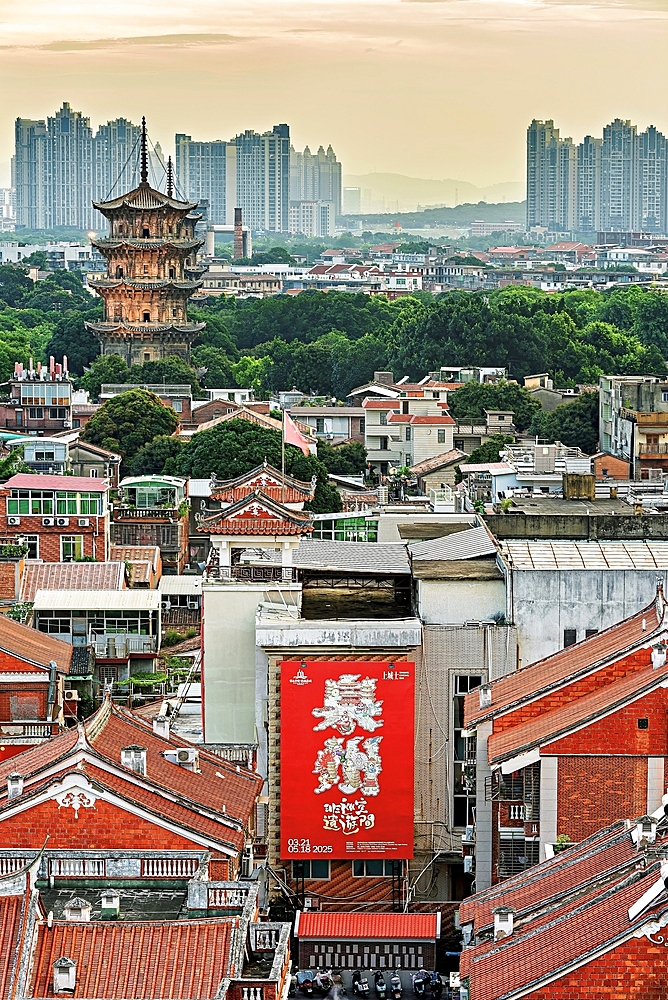 Sunset view of the old town of Quanzhou: Emporium of the World (UNESCO World Heritage), Fujian Province, China