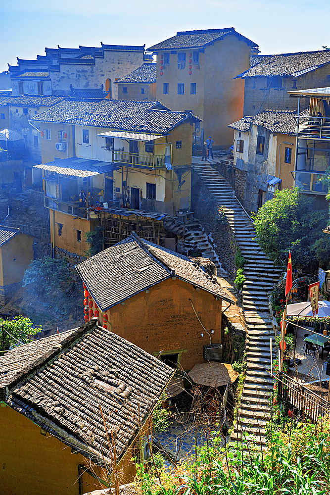 YangChan Tulou, an ancient earthen buildings village of more than 400 years nestled in the mountains in She County, Huangshan, Anhui Province, China. The oldest standing building in the village is more than 200 years old.