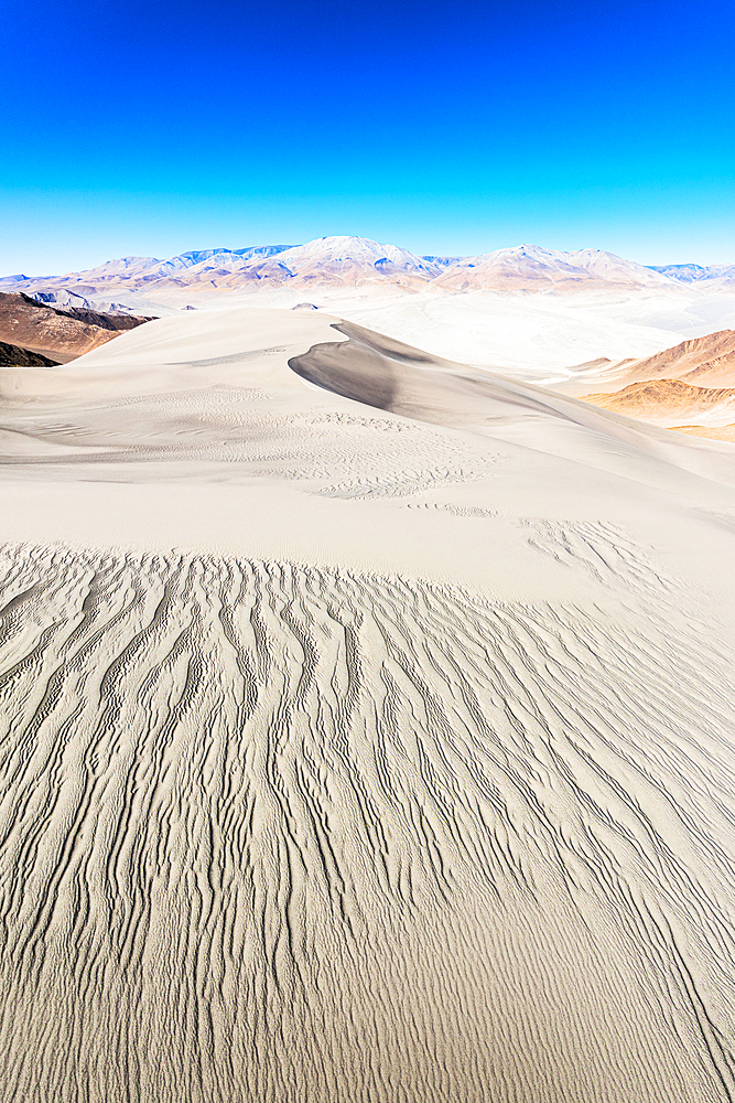 Aerial view of textured white dunes, El Penon, Catamarca, Argentina
