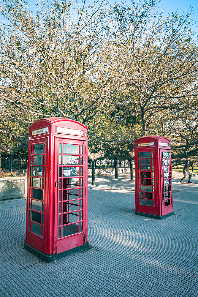 Red telephone boxes, Buenos Aires, Argentina