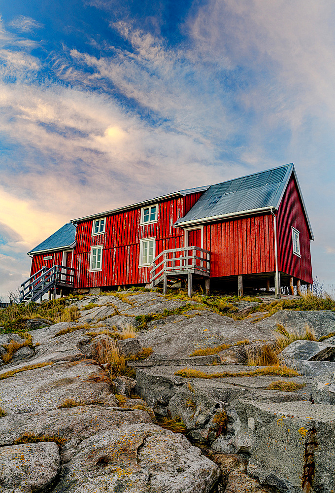 Red cabins, Henningsvaer, Lofoten Islands, Norway