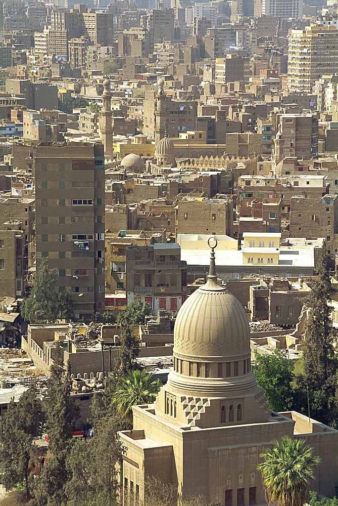 Rooftops, buildings and mosques in city viewed from the Citadel in Cairo, Egypt, North Africa, Africa