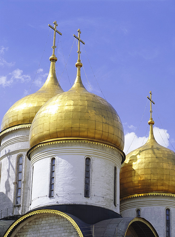 Domes of the Cathedral of the Assumption, Moscow, Russia, Europe