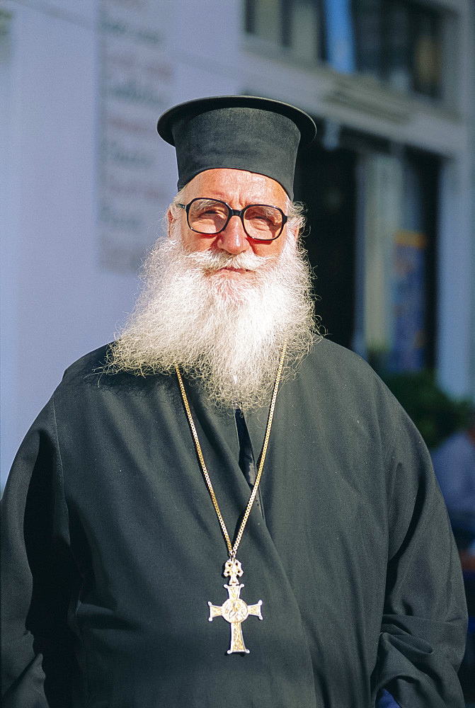 Greek Orthodox priest, Naxos, Cyclades Islands, Greece, Europe