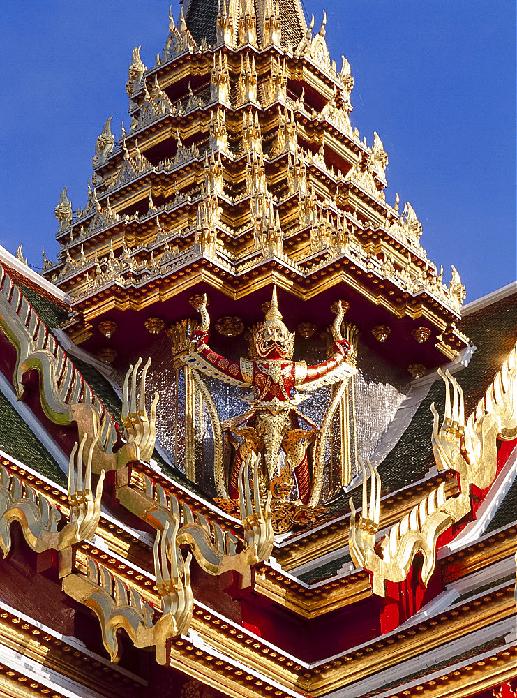 Close-up of roof decorations on the Dusit Pavilion in the Grand Palace in Bangkok, Thailand, Asia *** Local Caption ***